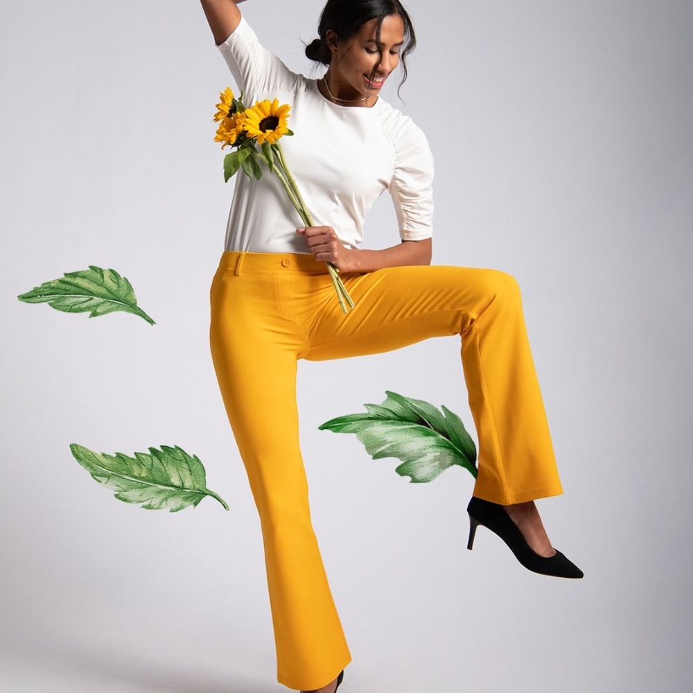 Betabrand Dress Yoga Pants Bootcut Sunflower M